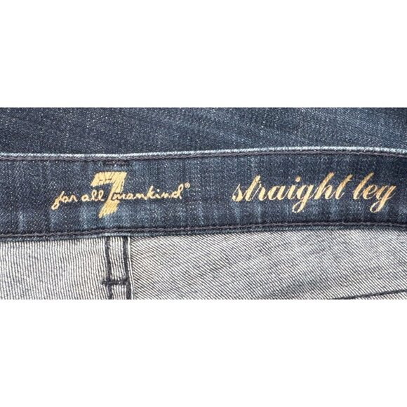 7 For All Mankind Womens Jeans Straight Leg Low Rise Blue Dark Wash Size 27 - Picture 8 of 11
